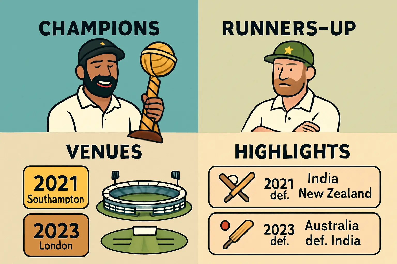 WTC winner list: Champions, Runners-up, Venues & Highlights